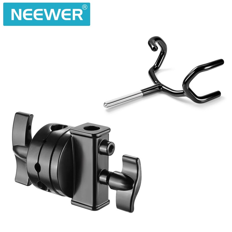 Neewer Microphone Boom pole Mounting Adapter Includes 2.5-inch Grip Head and Boom pole Support Holder, Fit on C-Stand and Mic Stand (Black) - Image 2