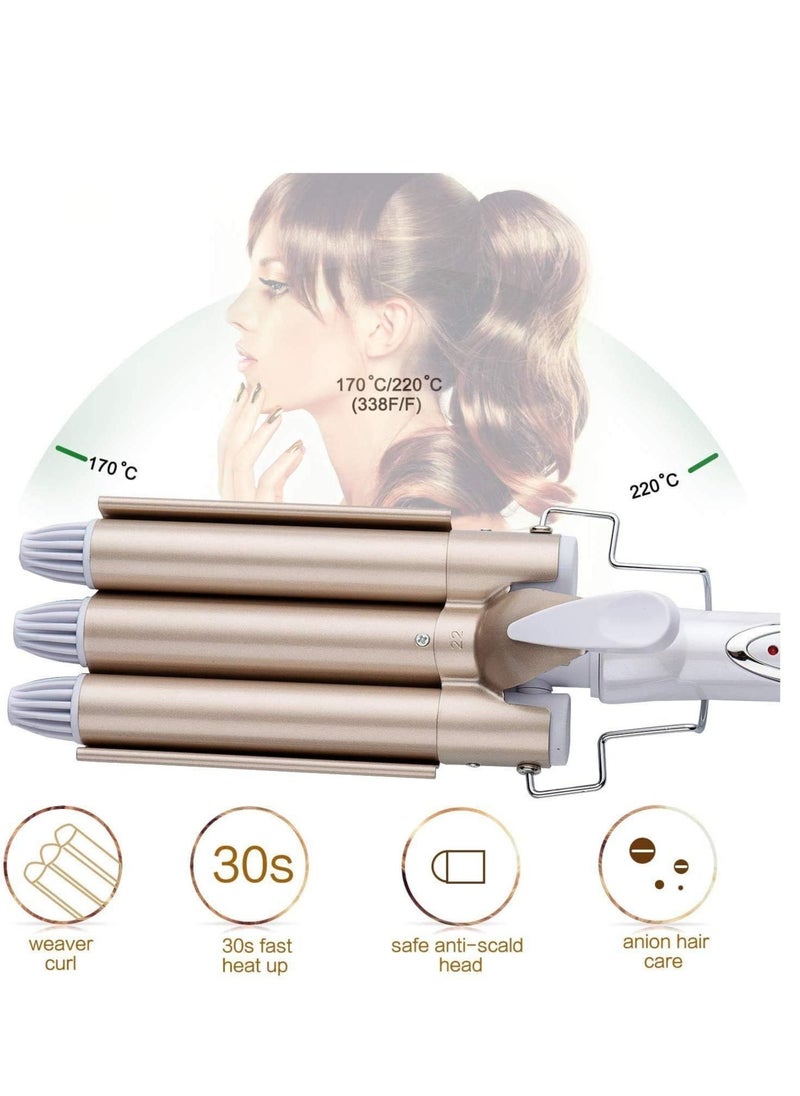 ELTRAZONE 3 Barrel Curling Iron Wand Hair Waver Curler Iron, 1 Inch (25mm) Ceramic Tourmaline Triple Barrels, Crimper Hair Iron Hair Waving Styling Tool for Deep Waves  - Image 4
