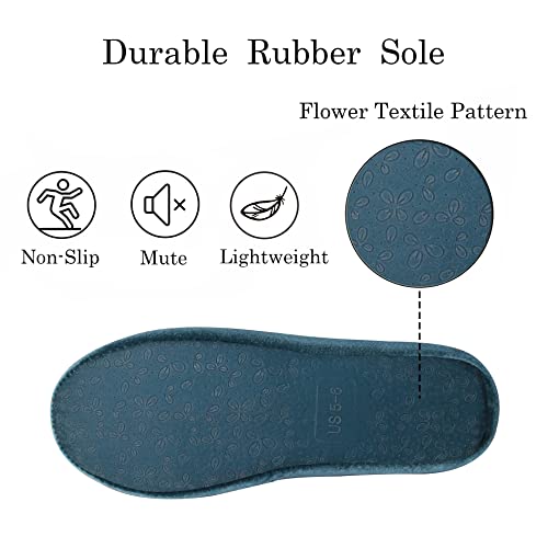 GRITHEIM Women's Fuzzy Pom Pom Feather Velvet House Slippers Sexy Cozy Bedroom Slippers for Ladies Non-slip Sole Indoor Outdoor Turquoise 7-8 - Image 5