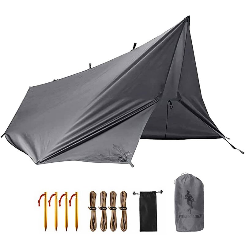 FREE SOLDIER Waterproof Portable Tarp Multifunctional Outdoor Camping Traveling Awning Backpacking Tarp for Shelter Rain Gray 10105ft