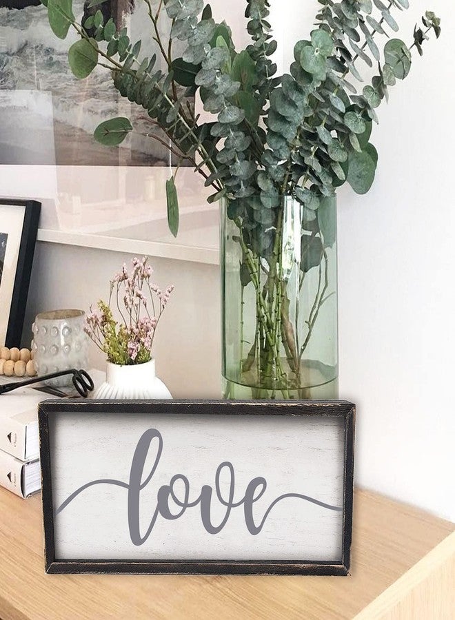 EXQUIDECA Love Framed Rustic Freestanding Sign Home Decor for Living Room Bedroom - Love Wall Art in Solid Wood Thick Grey Frame 12x5 Inches for Couples - Image 5