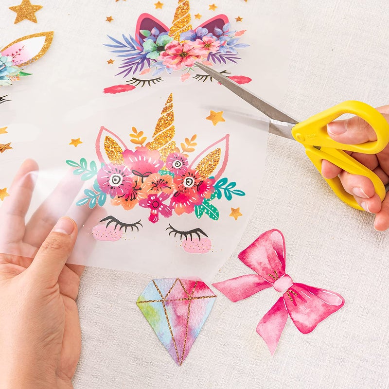 Calculs Heat Adhesive Patches Iron On Unicorn for Repairing Textile Artices Birthday Decorations for Kid's T-Shirts Bed Sheet Cushions - Glitter Eco-Friendly 21pcs - Image 3