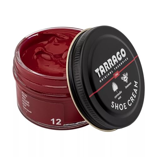 Tarrago Shoe Cream Professional Shoe Polish for Leather Boots, Shoes, Purse, Furniture Eco Friendly Leather Conditioner 1.7oz - Red #12 - Image 1