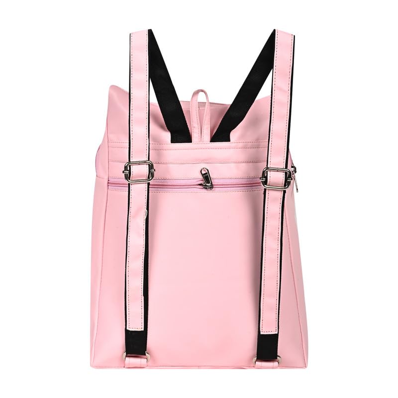 ABLEÂ® Wave Backpack for Womens,Girls,Kids,Female. Pu Leatherette Fabric Travelling Outdoor, Picnic,School, College Office Work Casual Daily use Backpack.(Light Pink) - Image 2