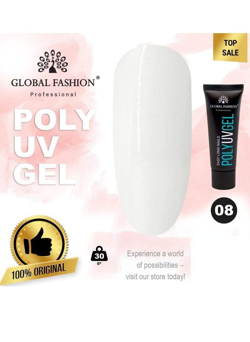 GLOBAL FASHION Global Fashion Poly UV Gel: Long-Lasting, Durable, and Easy-to-Use Nail Enhancements | (08)  - Image 2
