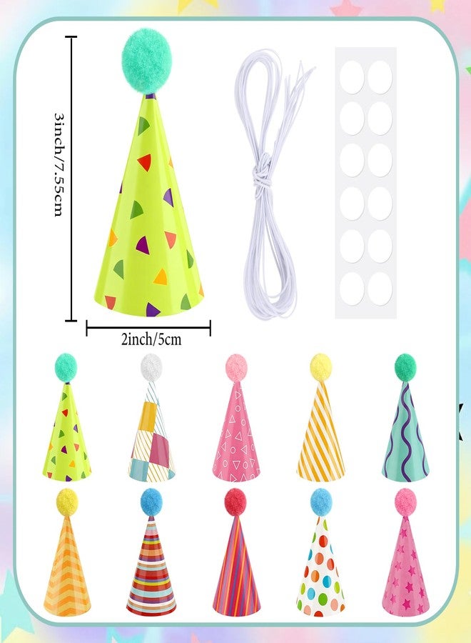 Atiloy 10PCS Birthday Hats for Stuffed Animals Cute Mini Party Hats Tiny Birthday Paper Cone for Stuffed Animals Pets Baby, Accessories - Image 2