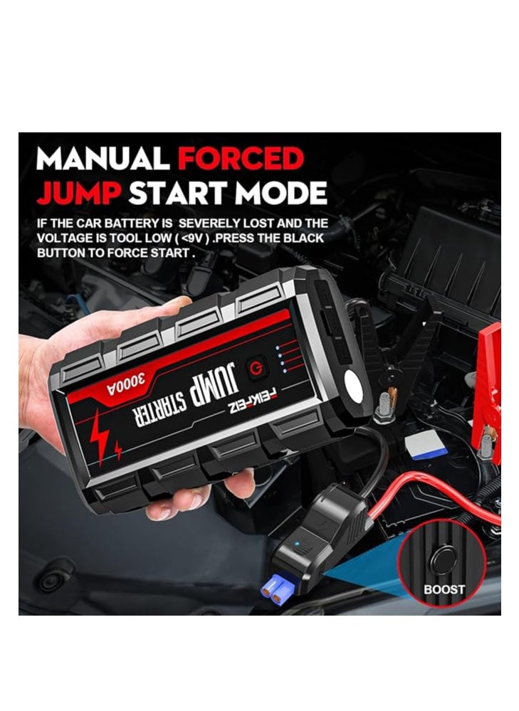 Car Jump Starter 3000A Peak 24800mAh 12V Super Safe Jump Starter(Up to All Gas, 9.0L Diesel Engine), with USB Quick Charge 3.0 - pzsku/Z9E17AB9650249A542DB9Z/45/_/1700555381/9f73c8d0-d662-4401-9a1f-1be850fe2ccb