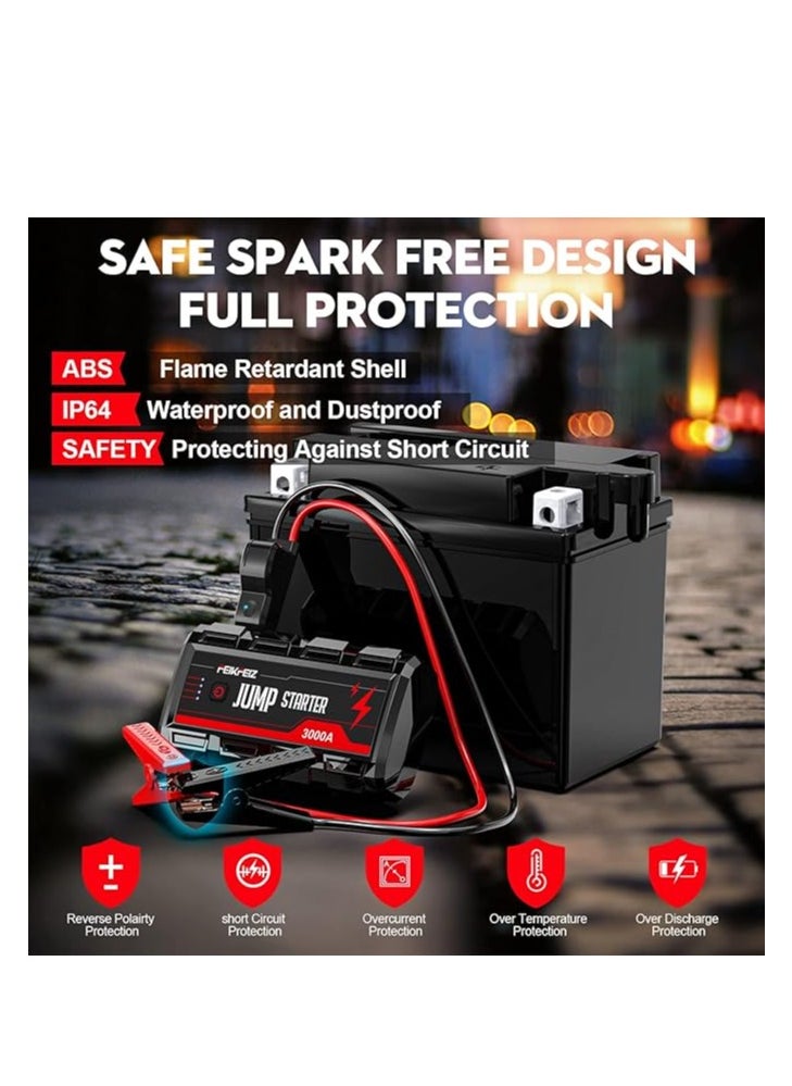 FEIKFEIZ - Car Jump Starter 3000A Peak 24800mAh 12V Super Safe Jump Starter(Up to All Gas, 9.0L Diesel Engine), with USB Quick Charge 3.0 - Image 1