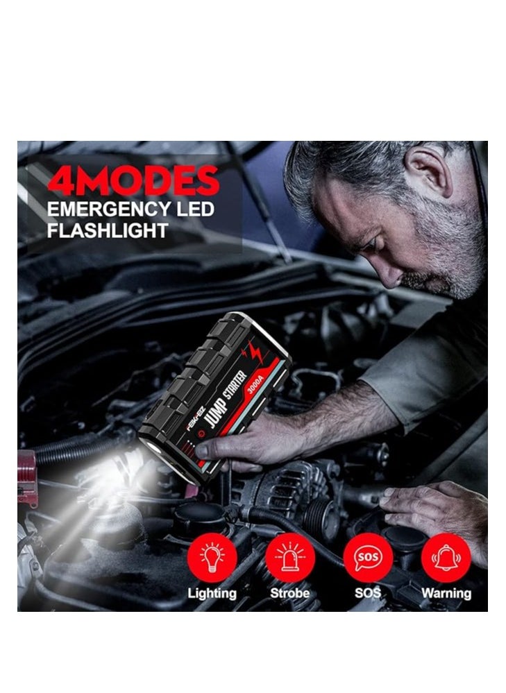 FEIKFEIZ - Car Jump Starter 3000A Peak 24800mAh 12V Super Safe Jump Starter(Up to All Gas, 9.0L Diesel Engine), with USB Quick Charge 3.0 - Image 1