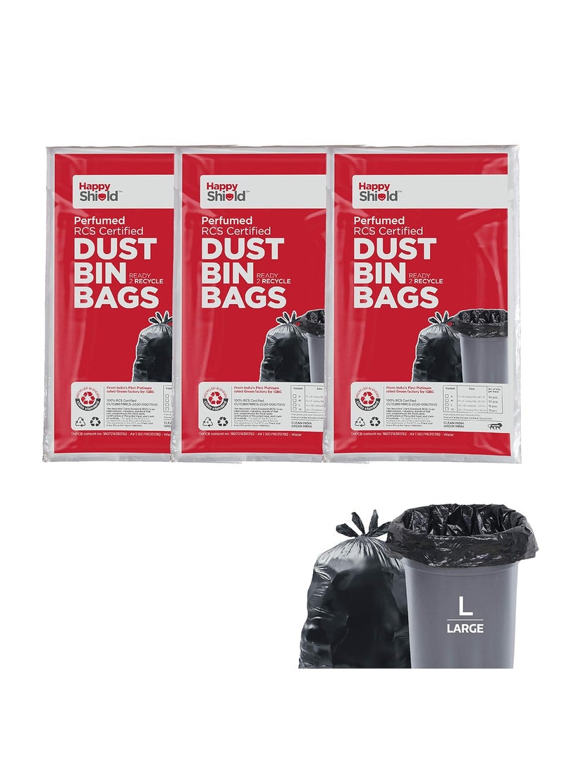 Happy Shield Happy Shield Perfumed Garbage Bags 45 Pieces Large 24x32 Inches 15 piecespack Pack of 3 Black  - Image 1