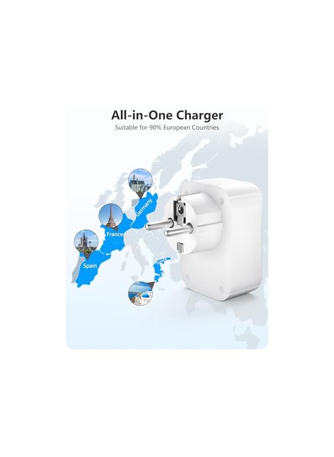 Lencent LENCENT UK to EU Euro Europe Plug Adapter with 3 USB Ports, Grounded European Travel Adapter with 3 USB Ports for Spain Germany France Portugal Greece Russia Netherlands Turkey and more (Type E/F)  - Image 3