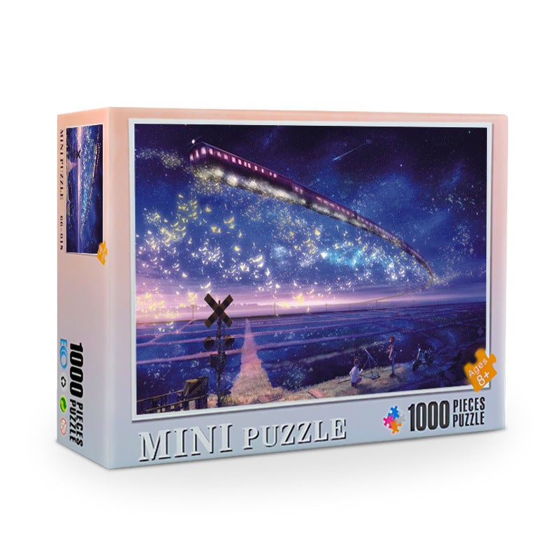 Jigsaw Puzzle 1000 Pieces Paper Mini Puzzle Adult Whole Mini Decompression Educational Oil Painting Landscape Stall Toys(66-008 Dream Castle) - Image 2