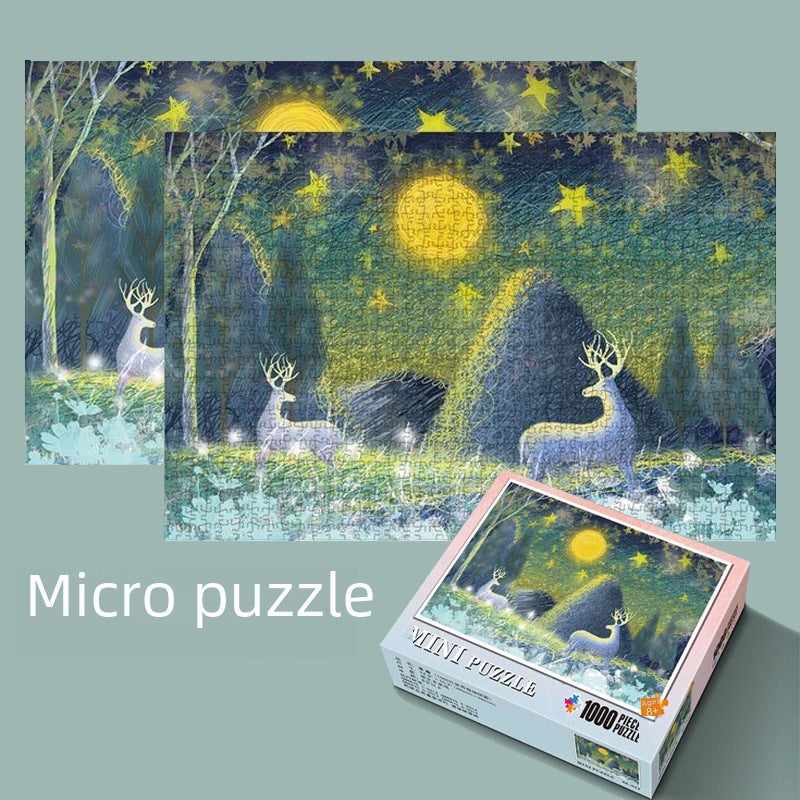 Jigsaw Puzzle 1000 Pieces Paper Mini Puzzle Adult Whole Mini Decompression Educational Oil Painting Landscape Stall Toys(66-008 Dream Castle) - Image 1
