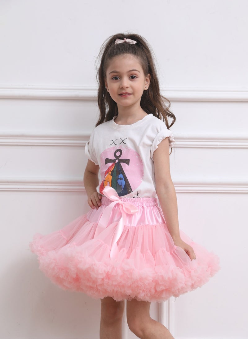 رايز تنورة أطفال منفوشة نصف تنورة تنورة أميرة وردية داكنة - Image 1