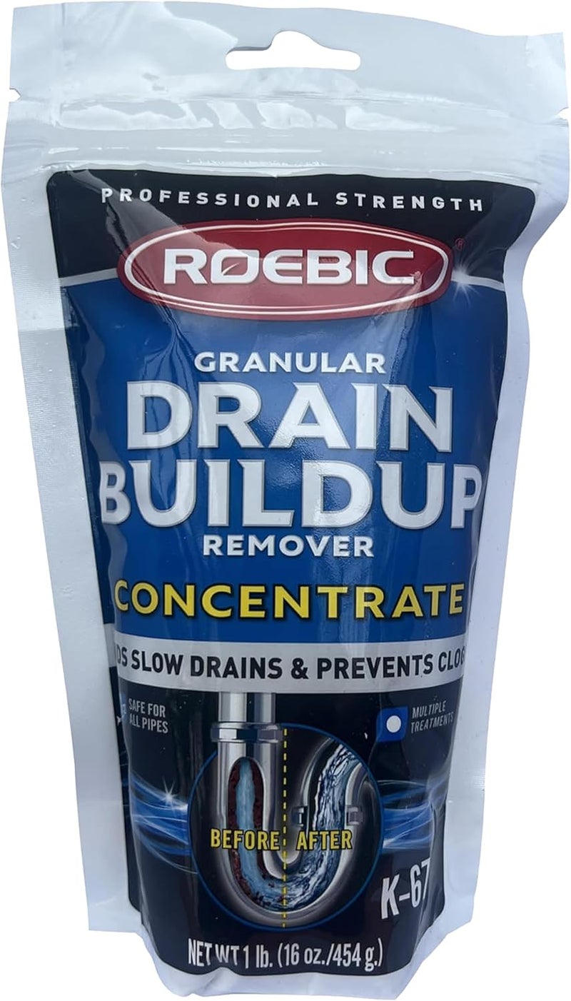 Roebic K-67 Granular Drain Buildup Remover - 16 Ounce Concentrate for Slow Drains - Image 1