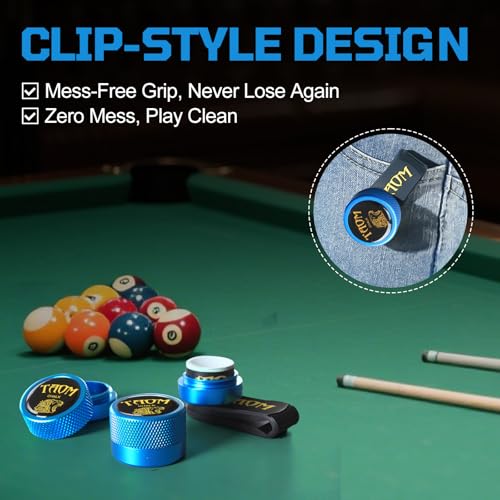Banly TAOM Round Shaped Pool Cue Chalk, Portable Billiard Chalk with Mini Pool Chalk Holder, Pool Chalk with Magnetic Fixed Belt Clip Pocket Chalker Clip for Billiard Cue Tip Tool Pool Table Accessories - Image 3