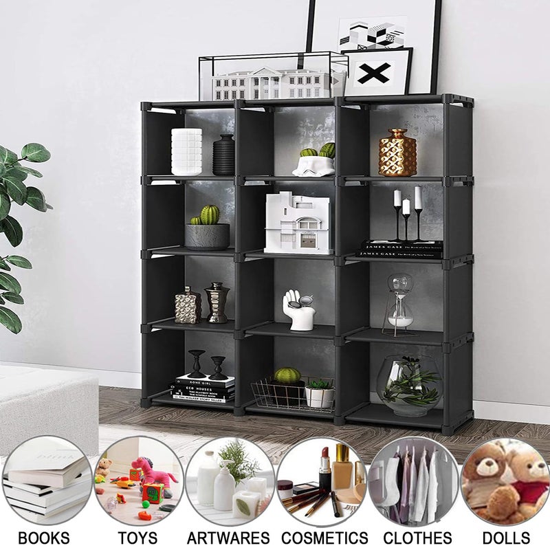 Aocoray 12 Cube Storage Organizer Book Shelves, DIY Open Stackable Bookshelf, Extra Large Plastic Bookcase Rack for Bedroom, Living Room, Home Office - Image 3