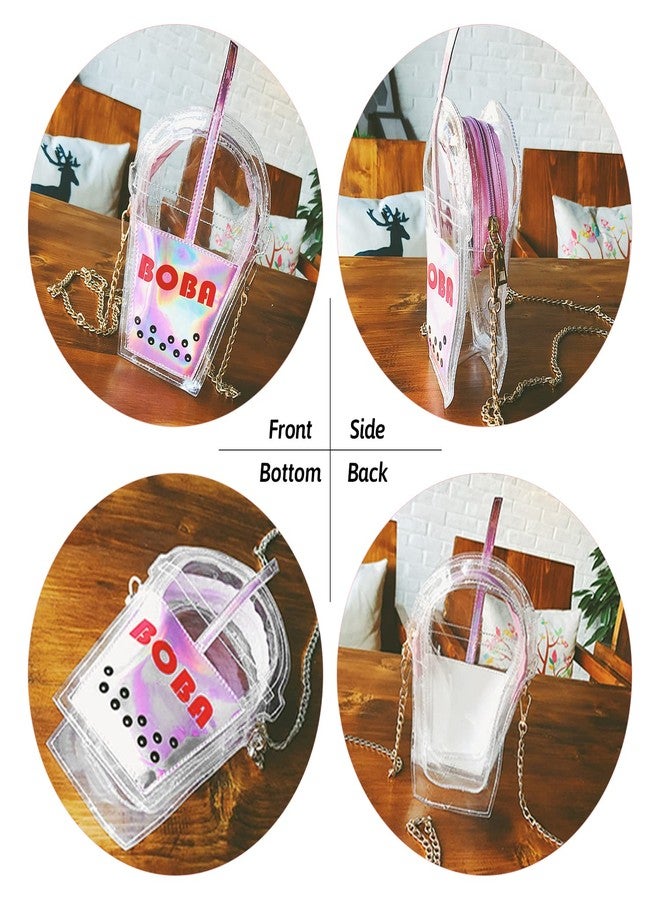 SUKUTU Women's Girls Boba Tea Summer Beach Clear Transparent Cross Body Shoulder Purses - Image 5