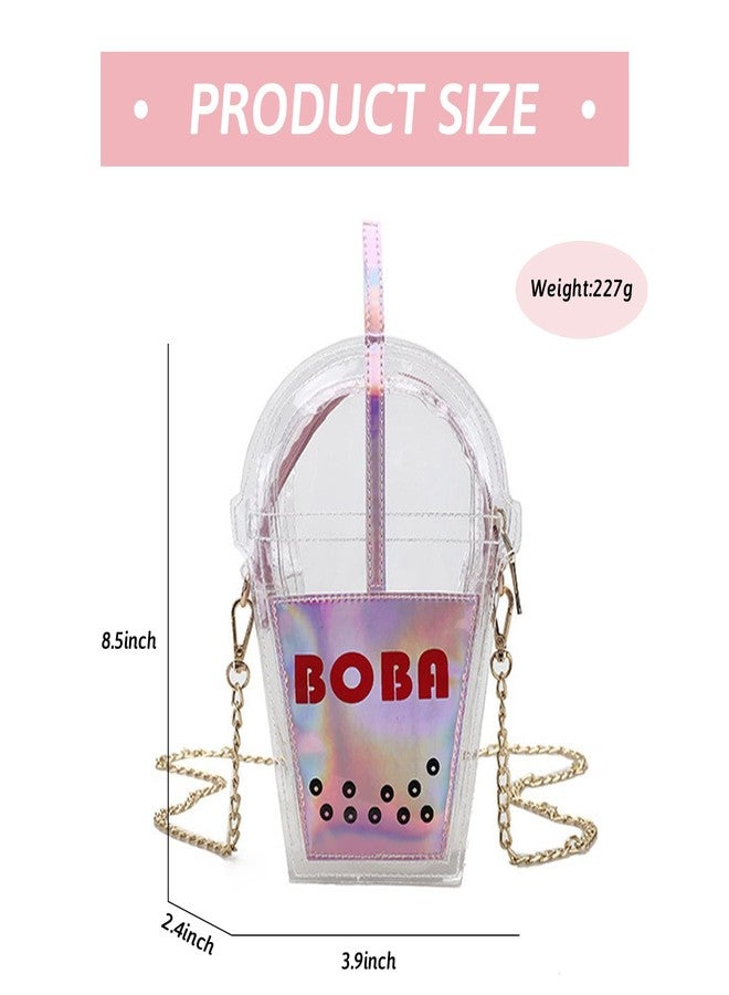 SUKUTU Women's Girls Boba Tea Summer Beach Clear Transparent Cross Body Shoulder Purses - Image 4