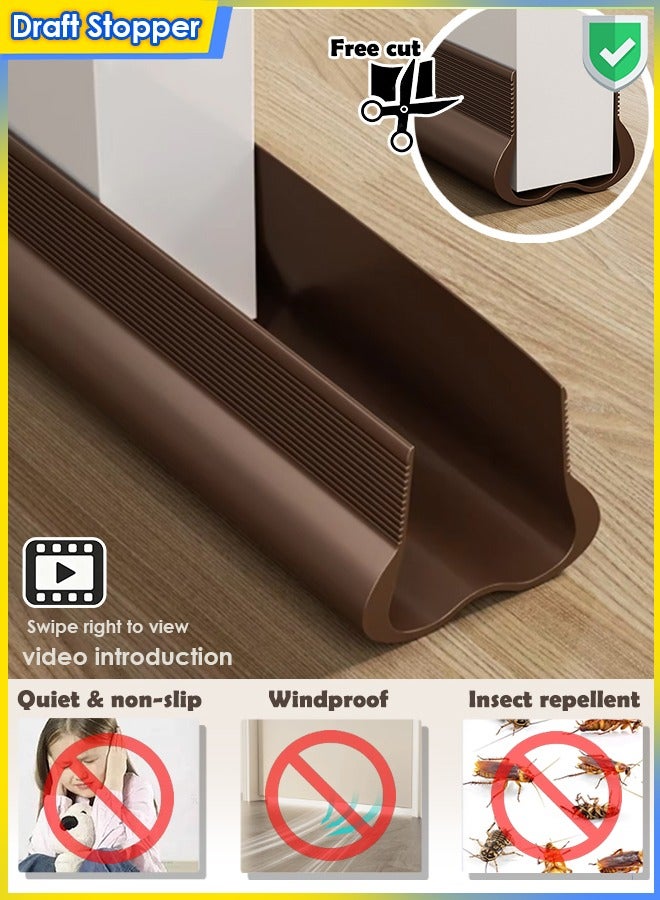 1/2/3PCS Door Draft Stopper, Door Seal, Door Sweep, Under Door Seal, Door Bottom Draft Blocker, Weather Stripping, Gap Stopper, Windbreak Strip, Sealing Strip Noise Insulation, Noise Reduction, Dust Blocking, Breeze Blocker, Sound Blocking, Light Blocking, Smell Blocking, Weatherproof, Silent, Self-adhesive, Adjustable, Twin Draft Seal FOR Exterior Doors, Interior Doors, Bedroom Doors, Glass Doors, Door Frame, Bottom of Doors, Window Gaps (BROWN) - Image 2