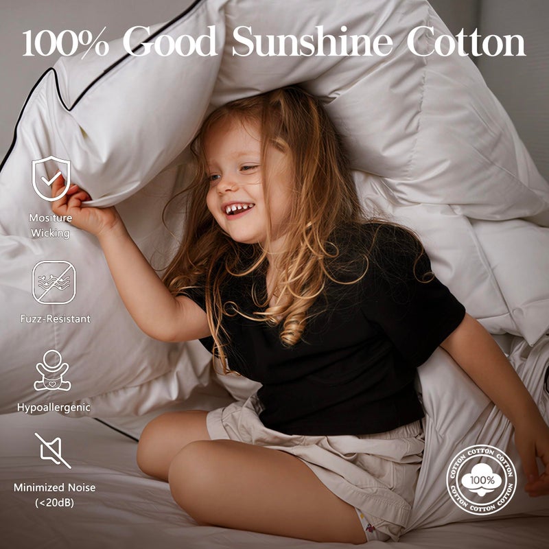 HYVIF Feather Down Fiber Comforter Queen Size,Premium Ultra-Soft Breathable Comforter High Fill Power White Duvet Insert,All Season Hotel Luxury Bedding Comforters 8 Corner & Center Loops,Baffle Box Design - Image 5