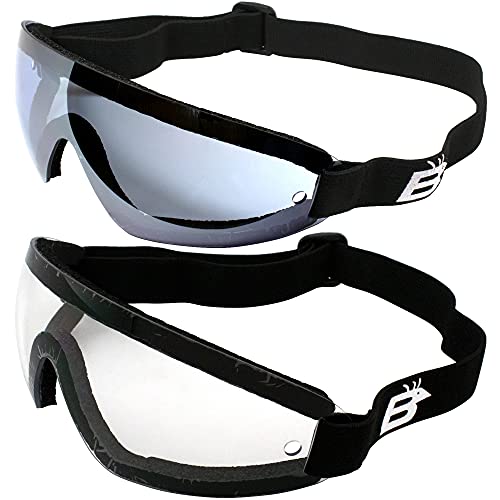 Birdz Eyewear Wing Skydive Skydiving Goggles Reduced Glare Light Blue Lens and Clear Lens With Great peripheral vision design Lenses shatterproof polycarbonate, 100% UV protection, and ANTI-FOG coated - Image 1