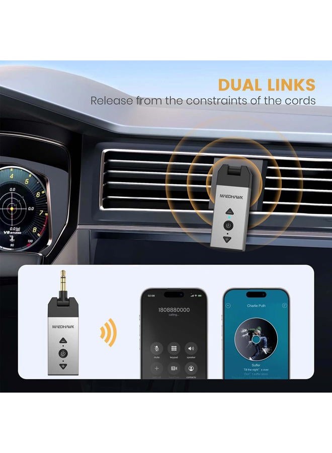 MaedHawk Bluetooth Aux Adapter for Car, Aux to Bluetooth 5.2 Audio Receiver for Car Home Stereo Speaker Headphone, Rotatable 3.5mm Wireless Aux Bluetooth Car Adapter, Handsfree Calls, A2DP - Image 3
