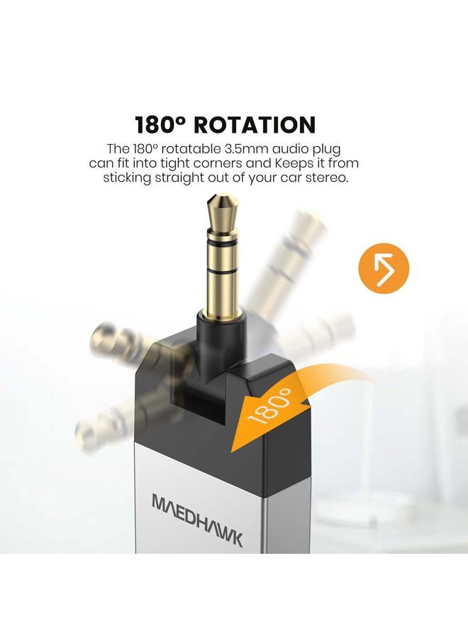 MaedHawk Bluetooth Aux Adapter for Car, Aux to Bluetooth 5.2 Audio Receiver for Car Home Stereo Speaker Headphone, Rotatable 3.5mm Wireless Aux Bluetooth Car Adapter, Handsfree Calls, A2DP - Image 5