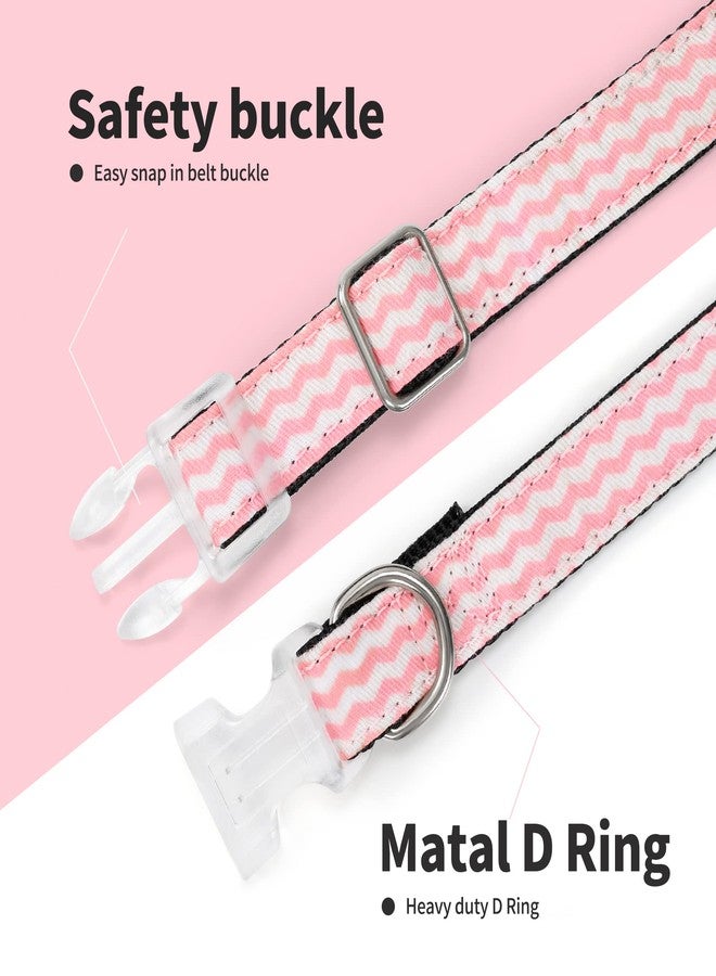 مايل هاي لايف | نمط هندسي مموج بنقاط مائلة | طوق كلاب من البوليستر القطني الناعم من الخارج والنايلون من الداخل | طوق كلاب بإبزيم قوي وحلقة على شكل حرف D (وردي مموج، متوسط الرقبة 13-17 بوصة - 40 رطلاً) - Image 5