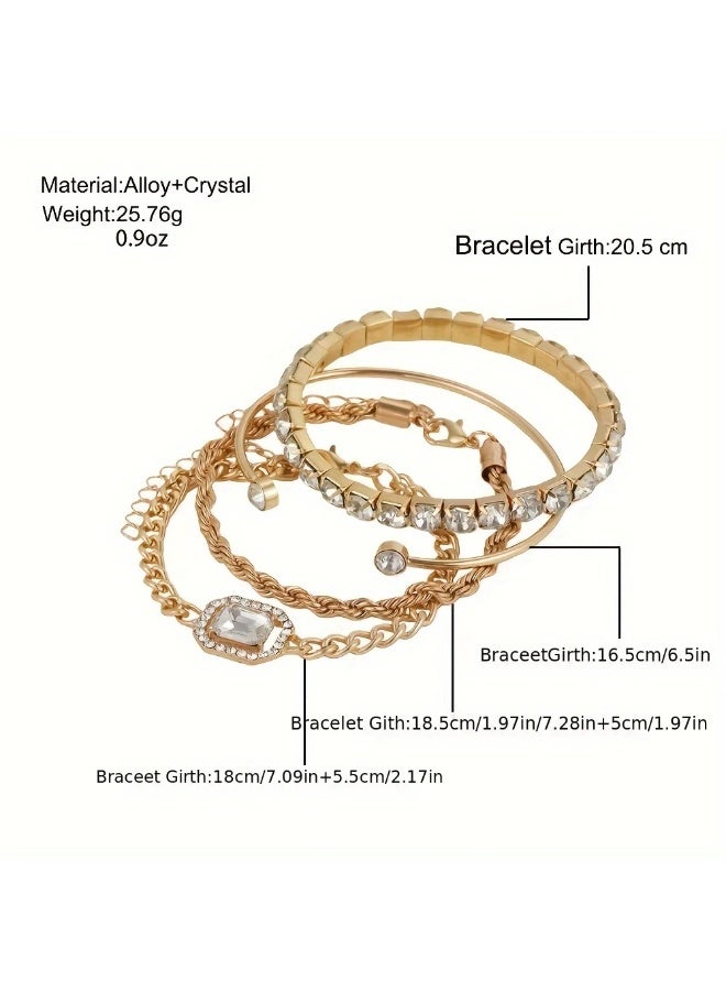 Goolsky مجموعة أساور سلسلة ملتوية بأسلوب بانك مبالغ فيه للنساء مكونة من 4 قطع مع أحجار الراين - Image 2