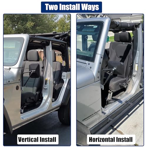 SUNPIE Wrangler Mirrors Doors off Compatible with Jeep Wrangler JK JL, Side Mirrors Doorless for Topless Wrangler with Quicker Hinge Install - 2 Packs - Image 3