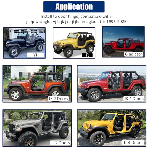 SUNPIE Wrangler Mirrors Doors off Compatible with Jeep Wrangler JK JL, Side Mirrors Doorless for Topless Wrangler with Quicker Hinge Install - 2 Packs - Image 5