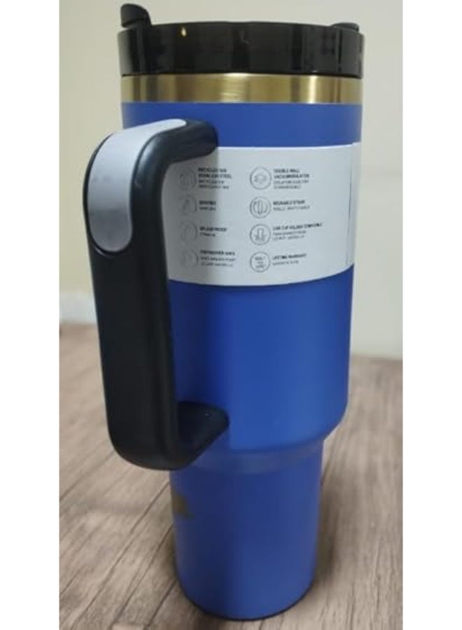 Stanley 1.2L Insulated Tumbler with Handle and Straw Lid, Stainless Steel Vacuum Insulated Travel Mug, Suitable for Travel, Water, Iced Tea or Coffee, Smoothie and More (Blue-Gold). - Image 2