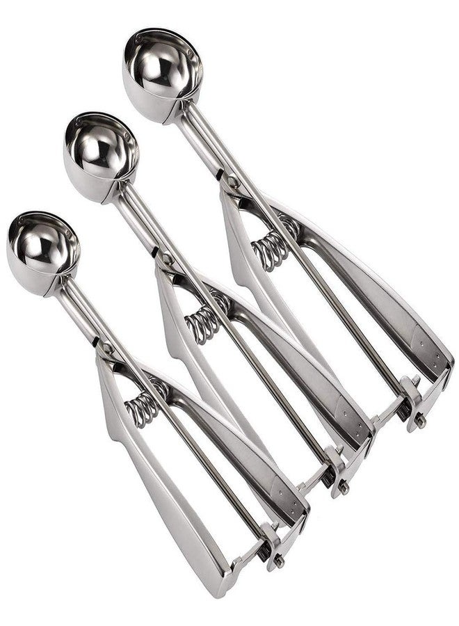 Emoly Ice Cream Scoop Set, Steel Ice Cream Scoop, Cookie Dough Metal Cupcake spoons Include Large-Medium-Small Sizes Balls for Ice Cream, Cupcake, Muffin (3 PCS) - Image 1