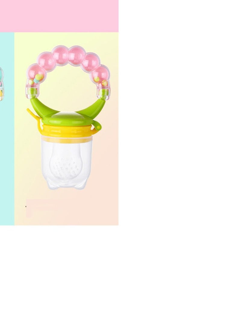 Baby Bite Ring Bell Fruit And Vegetable Music Complementary Fruit Pacifier Pink - Image 1