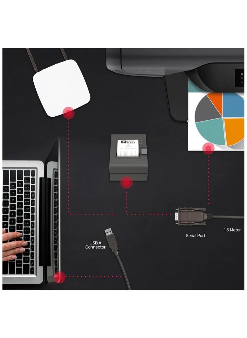 UNITEK - USB 2.0 to Serial RS232 Cable Link PC to Serial devices such as printer, label writer, ISDN terminal adapter - Image 1