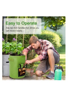 NOVOLAN NOVOLAN Potato Planting Bag Potato Grow Bags Potato Grow Bags Sweet Potato Easy To Pick Buckets Bell Pepper Carrot Flowers Tomato Chili Easy To Plant Diameter 23cm Height 30cm (Black)  - Image 3