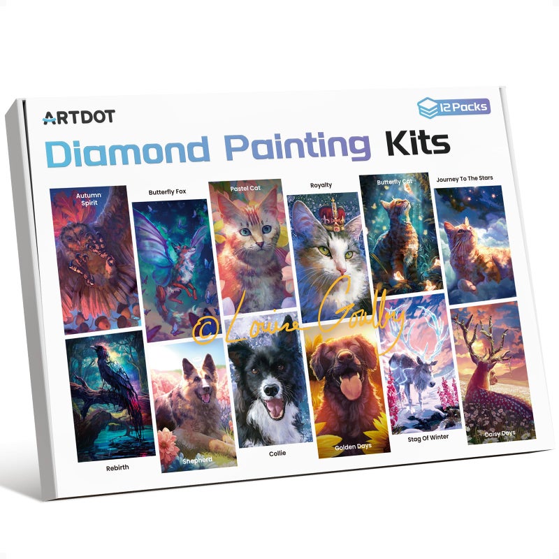 ARTDOT 12 Pack 5D DIY Diamond Art Kits for Adults, Licensed Diamond Painting Kits with Accessories and Tools for Home Wall Decor (12 by 16 Inch) - Image 1