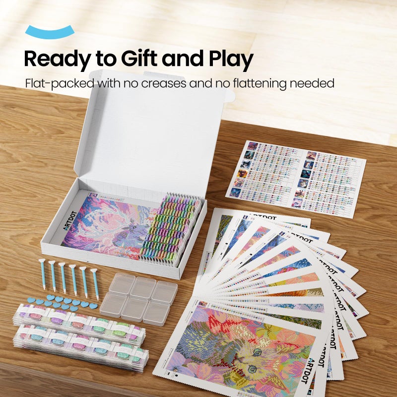 ARTDOT 12 Pack 5D DIY Diamond Art Kits for Adults, Licensed Diamond Painting Kits with Accessories and Tools for Home Wall Decor (12 by 16 Inch) - Image 2