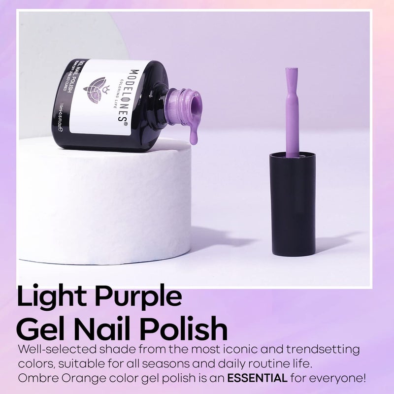 modelones Pastel Gel Nail Polish, 15 ML Purple Gel Polish Lavender Periwinkle Nail Polish Soak Off U v LED Pale Macaron Colors Summer Nail Art DIY Manicure at Home Gift for Women - Image 2