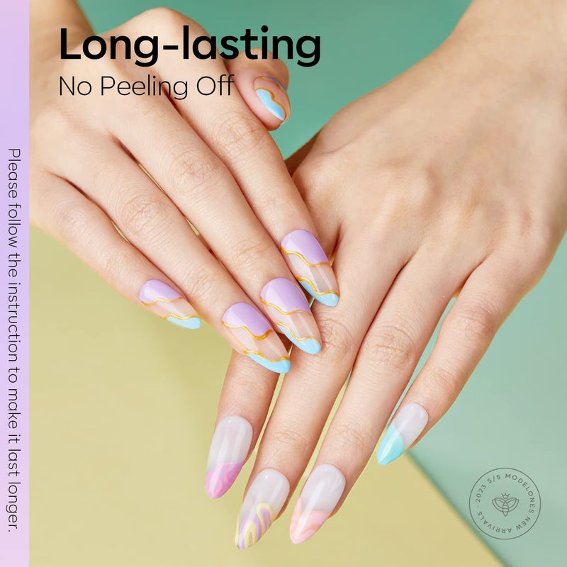 modelones Pastel Gel Nail Polish, 15 ML Purple Gel Polish Lavender Periwinkle Nail Polish Soak Off U v LED Pale Macaron Colors Summer Nail Art DIY Manicure at Home Gift for Women - Image 3