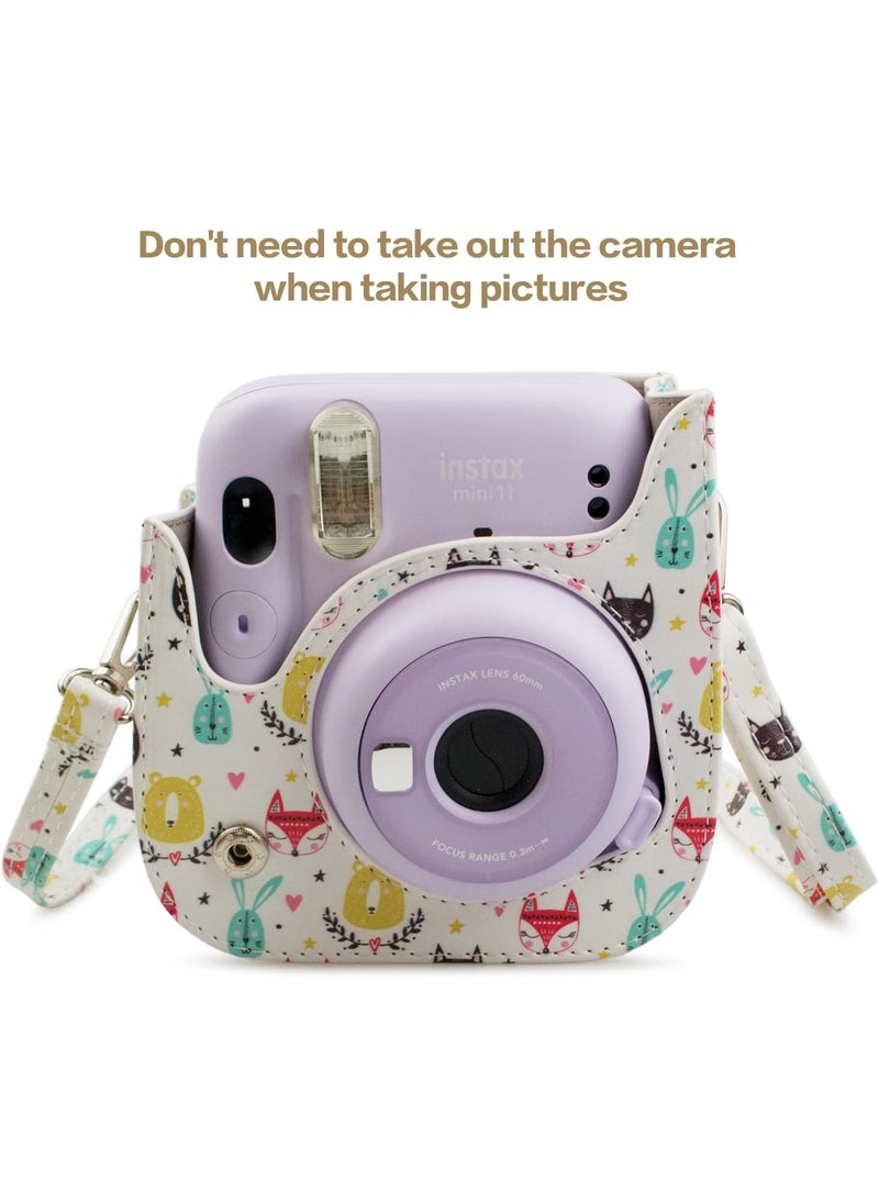 Rieibi Rieibi PU Leather Mini 11 Case Protective Case for Fujifilm Instax Mini 11Mini 9Mini 8Mini 8 Instant Camera with Adjustable Shoulder StrapFox Animal  - Image 5