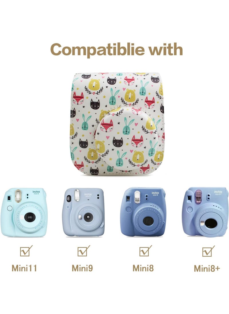 Rieibi Rieibi PU Leather Mini 11 Case Protective Case for Fujifilm Instax Mini 11Mini 9Mini 8Mini 8 Instant Camera with Adjustable Shoulder StrapFox Animal  - Image 2