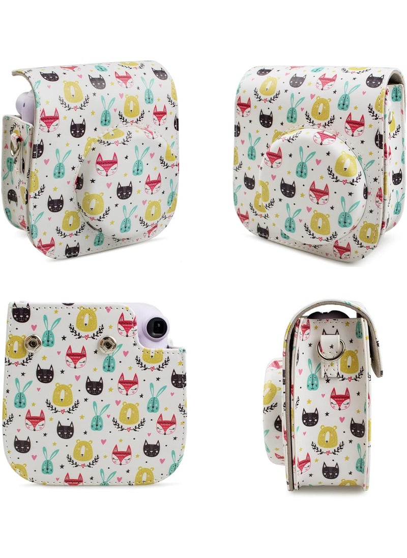 Rieibi Rieibi PU Leather Mini 11 Case Protective Case for Fujifilm Instax Mini 11Mini 9Mini 8Mini 8 Instant Camera with Adjustable Shoulder StrapFox Animal  - Image 3