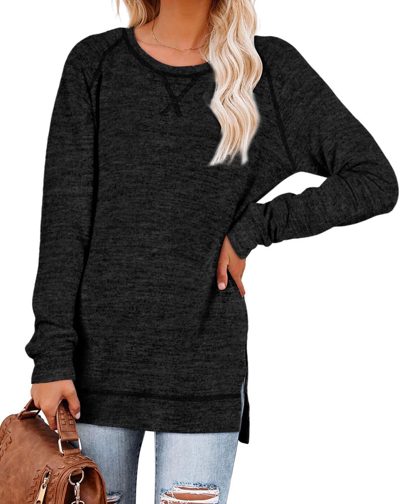 Aokosor Black Sweaters for Women 2025 Fashion Workout Fall Clothes Casual Long Sleeve Tops Oversized XL - Image 3