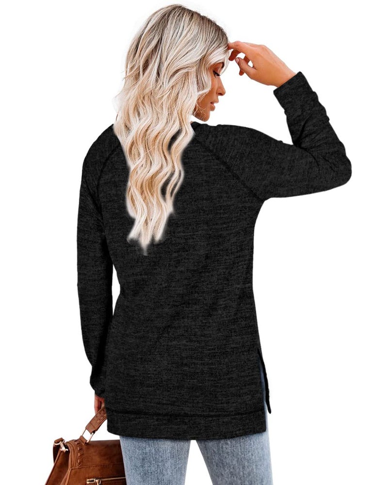 Aokosor Black Sweaters for Women 2025 Fashion Workout Fall Clothes Casual Long Sleeve Tops Oversized XL - Image 5