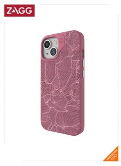 ZAGG London Snap iPhone 15 Protective Cell Phone Durable Graphene Case, MagSafe Compatible Case with Stylish Fabric Exterior Slim and Lightweight - Dusty Rose  - Image 1