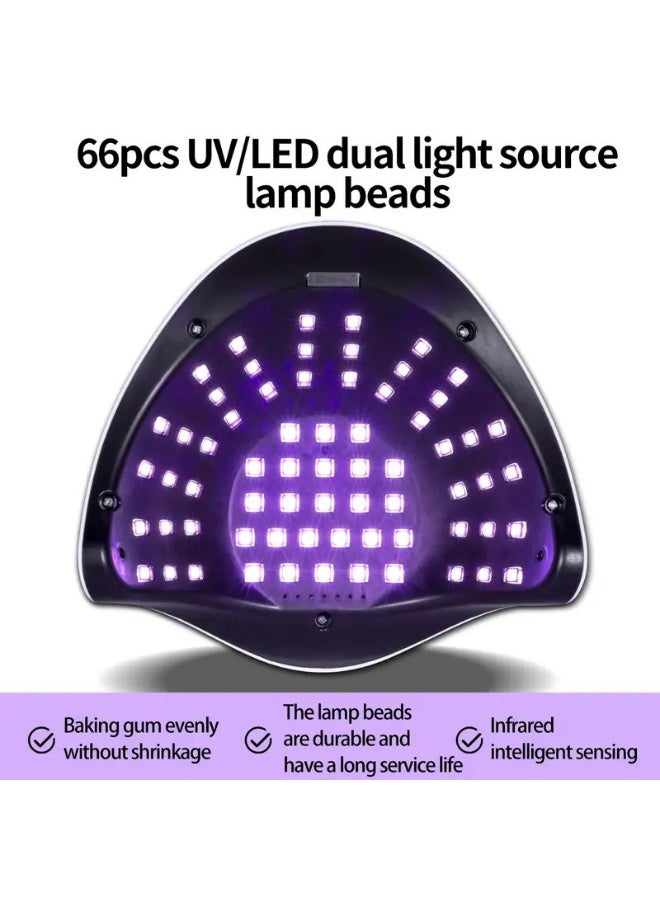 OSYA 180W UV LED Nail Lamp, Fast Nail Curing Lamps for Home & Salon, 66 Beads Dryer for Gel Polish with Automatic Sensor/4 Timer Setting, Professional Art Tools - Image 2