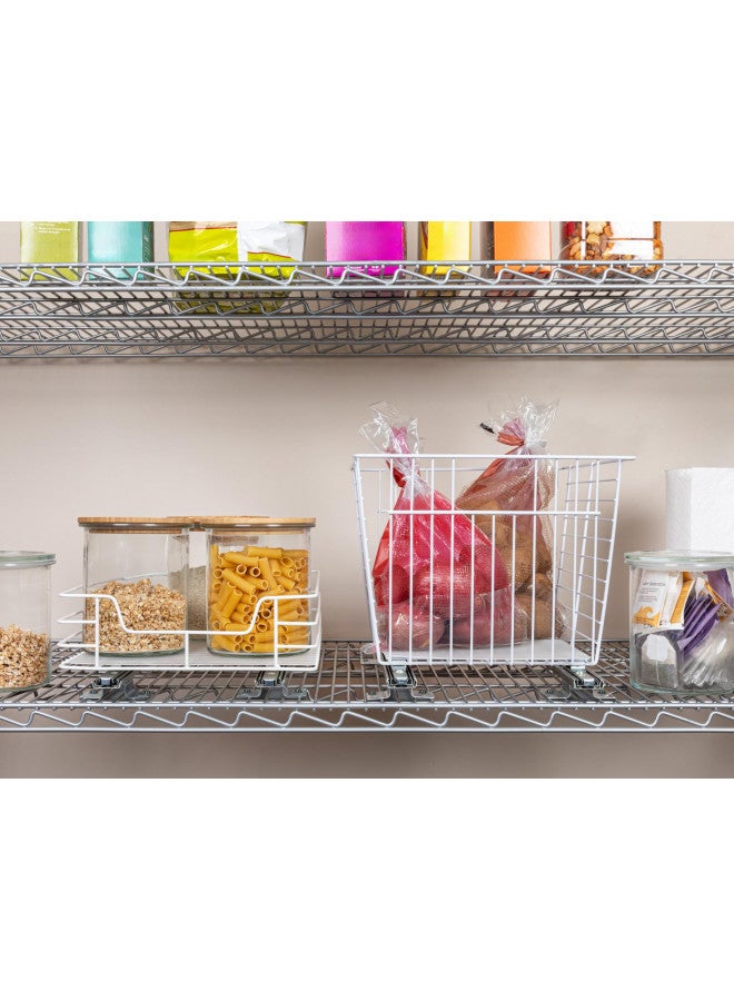 Household Essentials منظم تخزين قابل للسحب/الانزلاق من الفولاذ المطلي للمنزل مع بطانة بلاستيكية - للاستخدام تحت الخزائن أو الرفوف السلكية - تصميم بطبقة واحدة - يناسب الخزائن أو الرفوف ذات الحجم القياسي، أبيض - Image 3