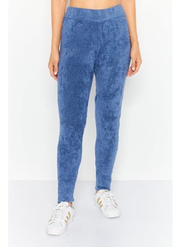 Women Regular Fit Toweling Jogger Pants, Blue
